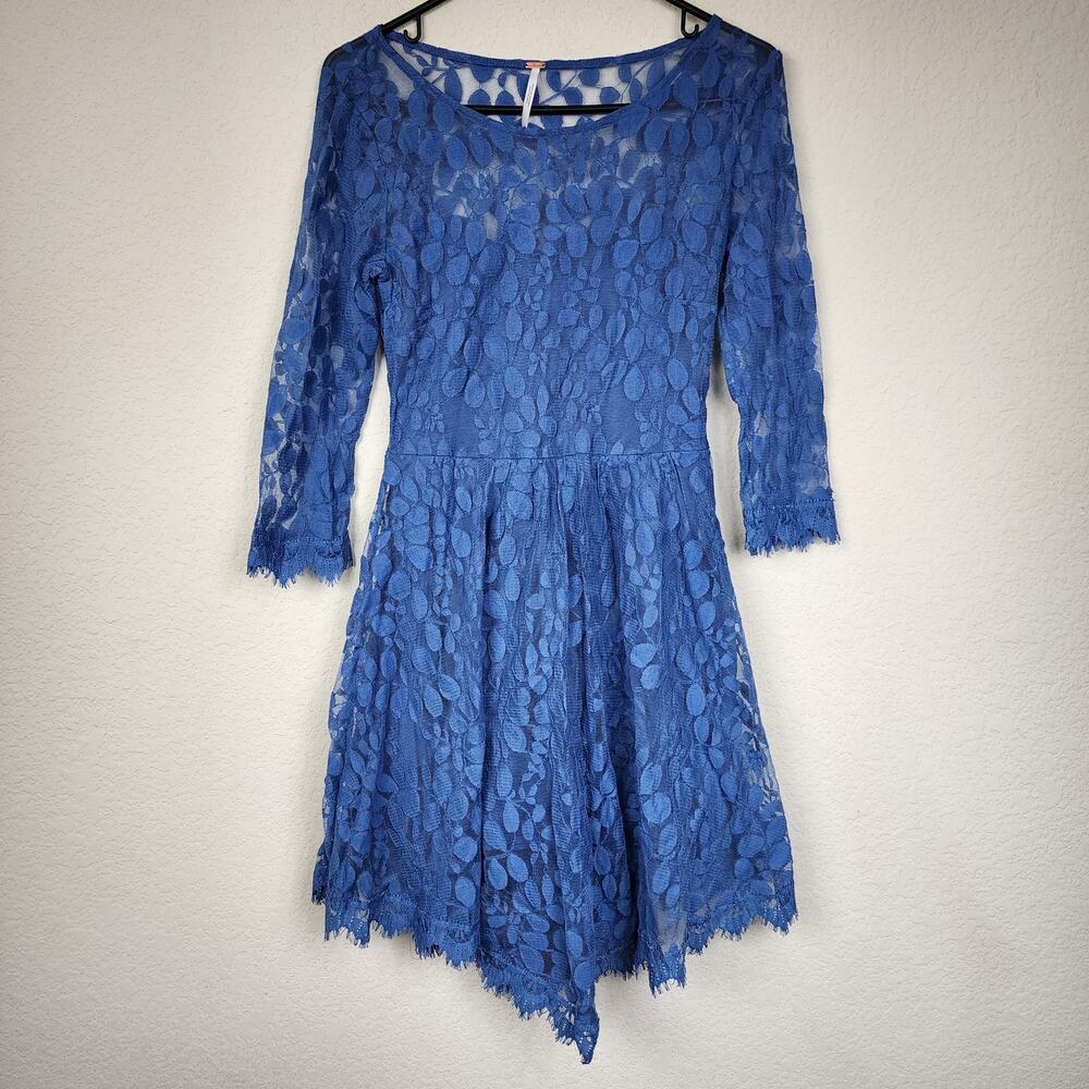 Free People Blue Asymmetrical Size 2 Dress